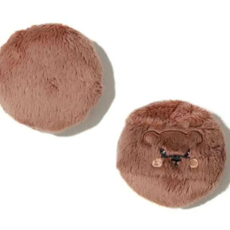 Little Bear Long Plush Embroidered Powder Puff / 小熊长毛绒刺绣粉扑