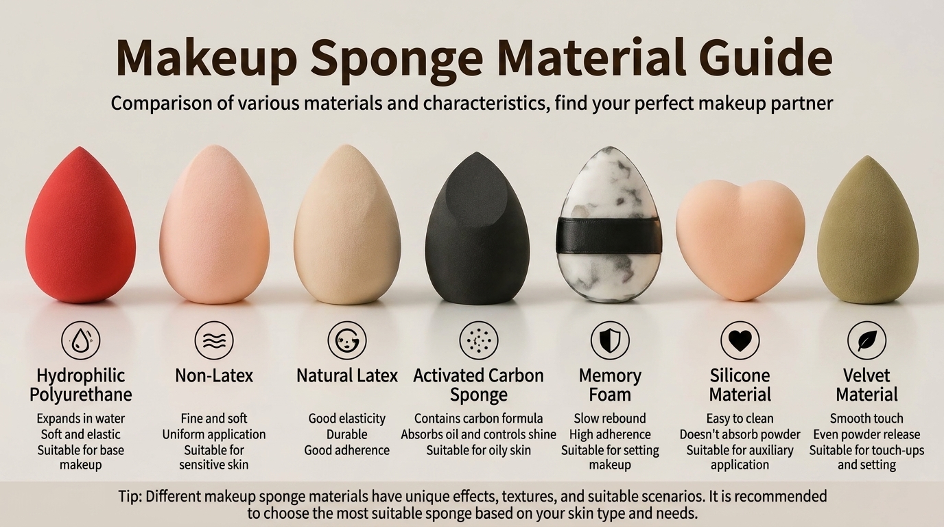 NBR and HPU makeup sponge material comparison guide for B2B buyers