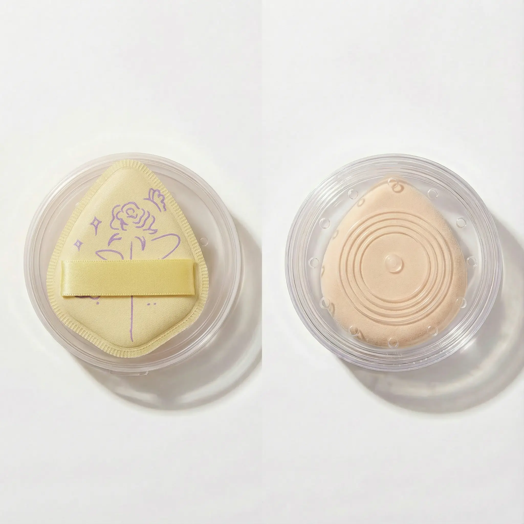 Transparent Round Breathable Powder Puff Case Lemon / 透明圆形透气粉扑盒柠檬款